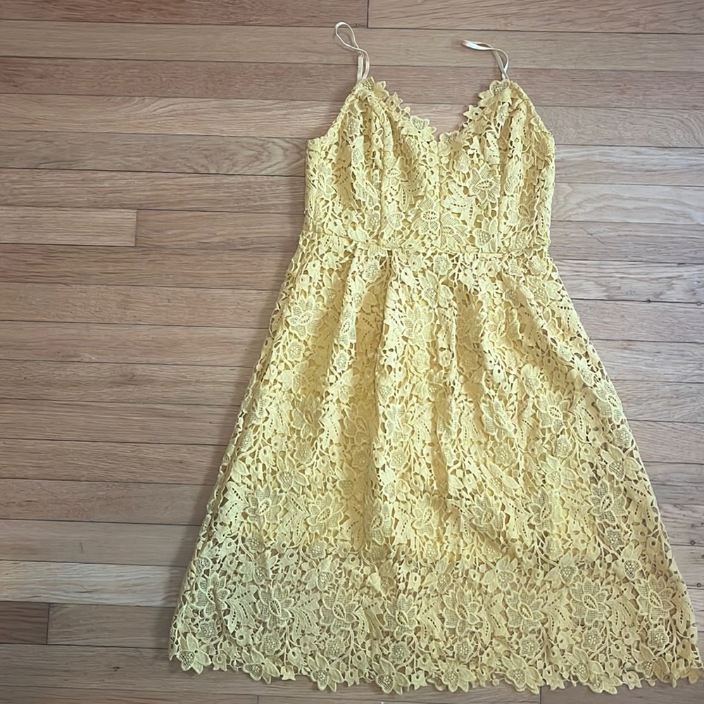 ASTR mustard yellow lace dress